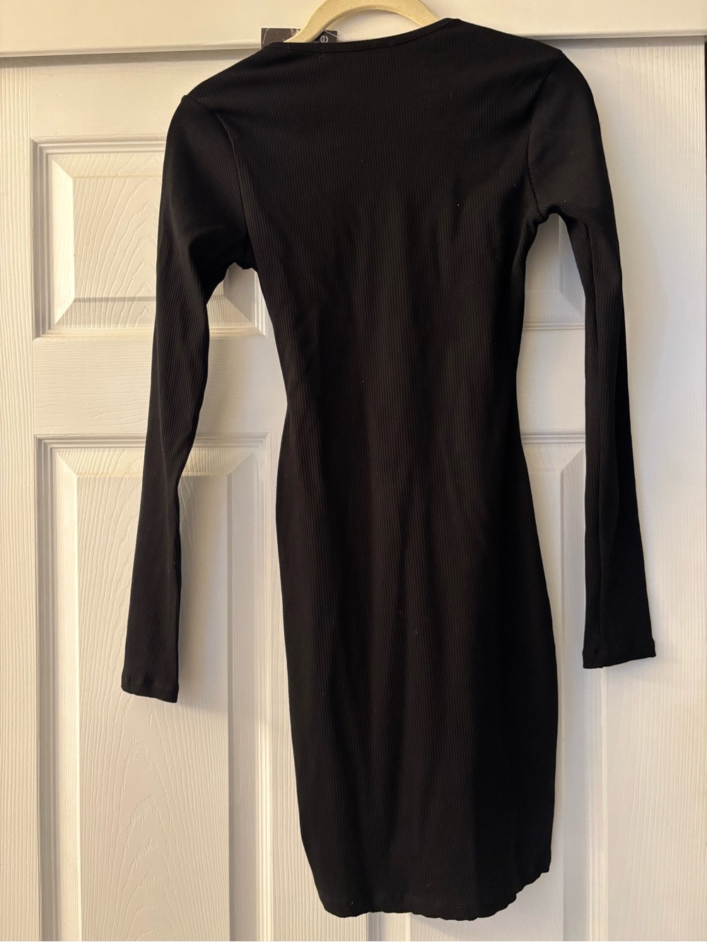 naked wardrobe Black Ribbed Long-Sleeve Zip Bodycon Dress - Picture 3 of 4